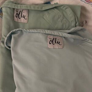 Two Ollie Swaddles - blue and green